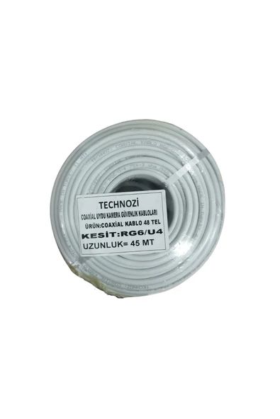 Technozi 45 Metre Çanak Anten Kablosu Rg6 U4 Uydu Kablosu ürün görseli 1