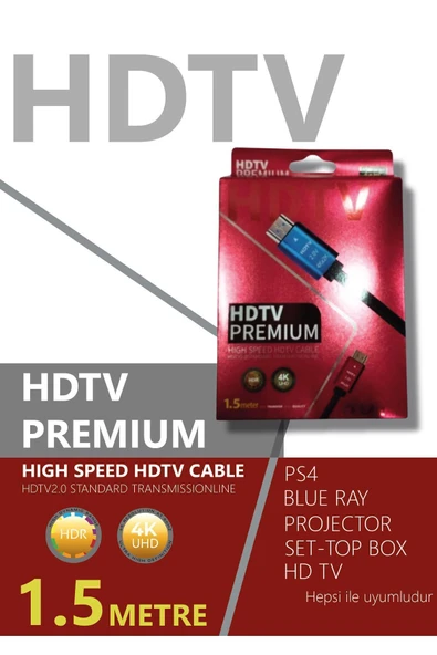 Hdtv Premium Yüksek Hızlı 4k Ultra Hd Hdmı 2.0 Ses Ve Görüntü Kablosu 1,5 Metre ürün görseli 1