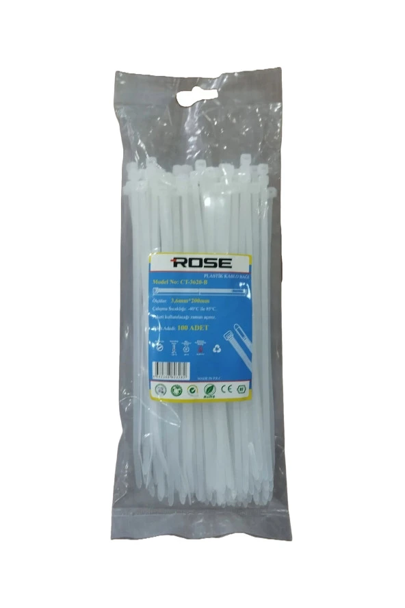 Beyaz 200mm Kablo Bağı- Plastik Kelepçe ürün görseli 1