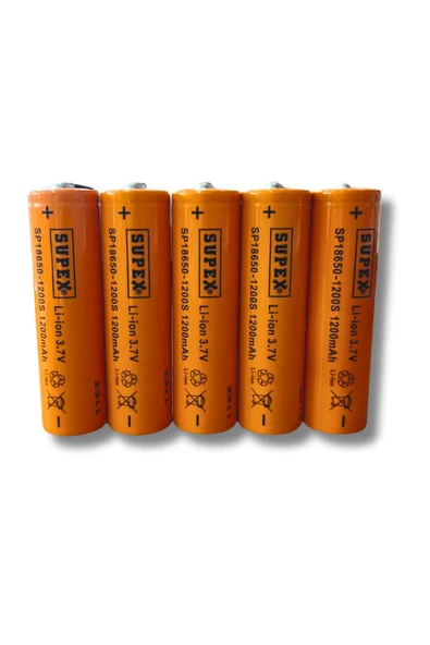 Şarjlı Pil 18650 3.7 V 1200 Mah Şarj Edilebilir Li-ion Pil Turbo Model Şarjlı Pil Başlıklı 5'li ürün görseli 1