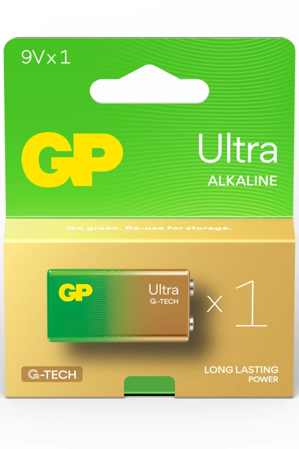 G-TECH Ultra Alkalin 9V - 6LR61 Boy 9V Pil Tekli Kart ürün görseli 1