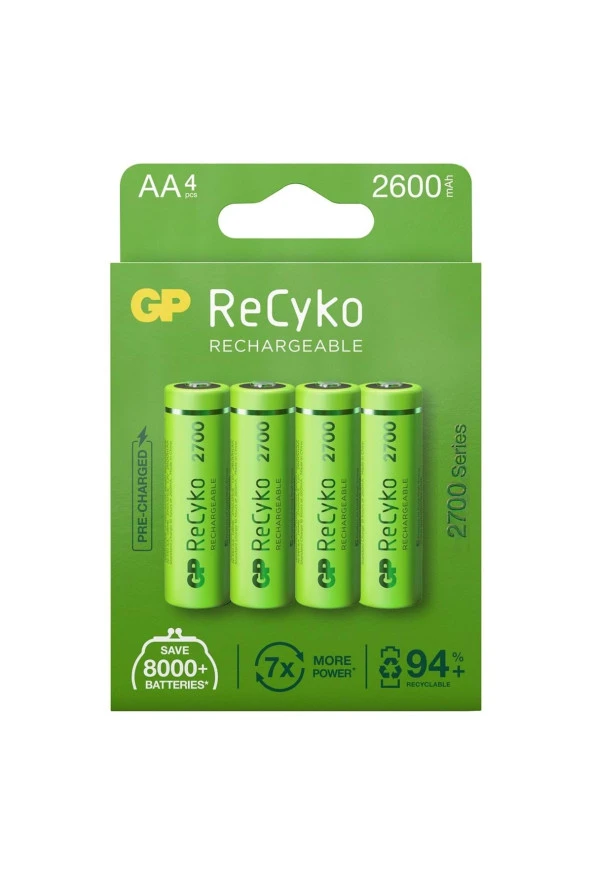 Recyko Aa 2600 Mah Şarjlı 4lü Pil 270aahce-2eb4 (rhc272e001) ürün görseli 1