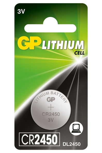 Cr2450 2450 Boy Lityum Düğme Pil, 3 Volt, Tekli Kart ürün görseli 1