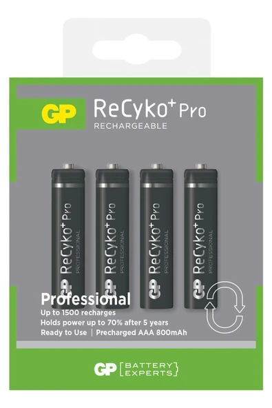 Gp Aaa 800 Mah Şarjlı Ince Kalem Pil 4'lü Paket Recyko ürün görseli 1