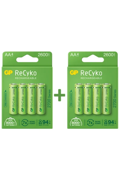 Recyko 2700 Serisi Aa Kalem 8'li Şarj Edilebilir Pil ürün görseli 1