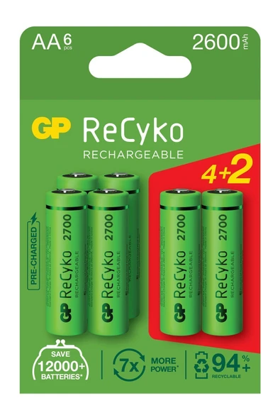 Gp Recyko 2700 Aa Ni-mh Şarj Edilebilir Kalem Pil 4 2'li Ambalaj ürün görseli 1