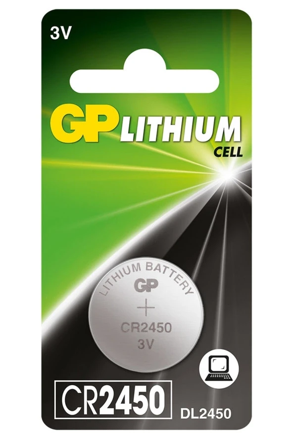 Cr2450 2450 Boy Lityum Düğme Pil, 3 Volt, Tekli Kart ürün görseli 1