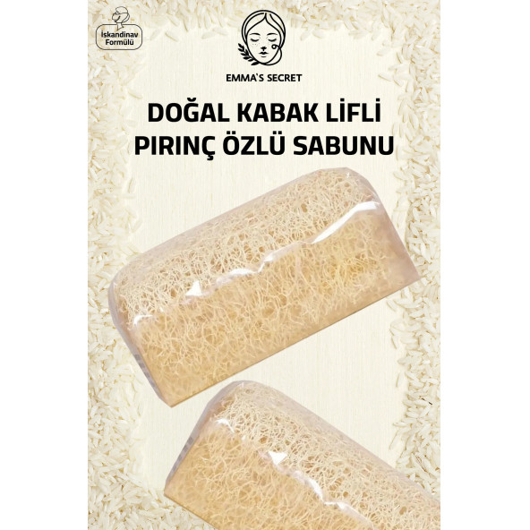 EMMAS SECRET Doğal Kabak Lifli Pirinç Özlü Sabunu - İskandinav formülü 125 gr ürün görseli 1