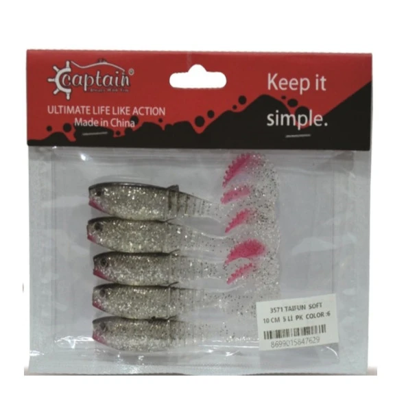 Captain 3571 Taifun Soft 10cm 5gr Silikon Yem No:6 (5li Paket) ürün görseli 1
