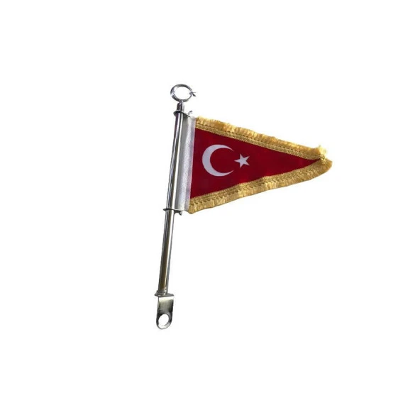Motosiklet Üçgen Bayrak Gold Direkli (Makam Bayrağı) ürün görseli 1