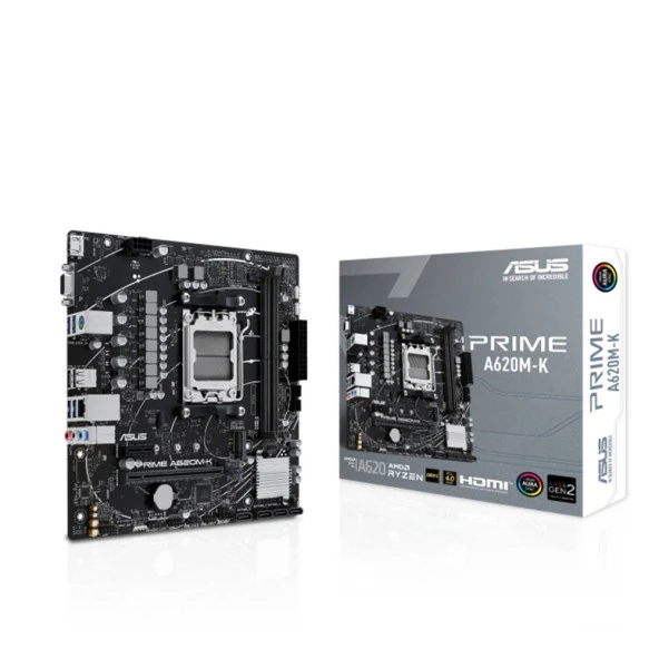 ASUS PRIME A620M-K AMD A620 AM5 DDR5 6400MHz USB3.2 mATX Anakart ürün görseli 1