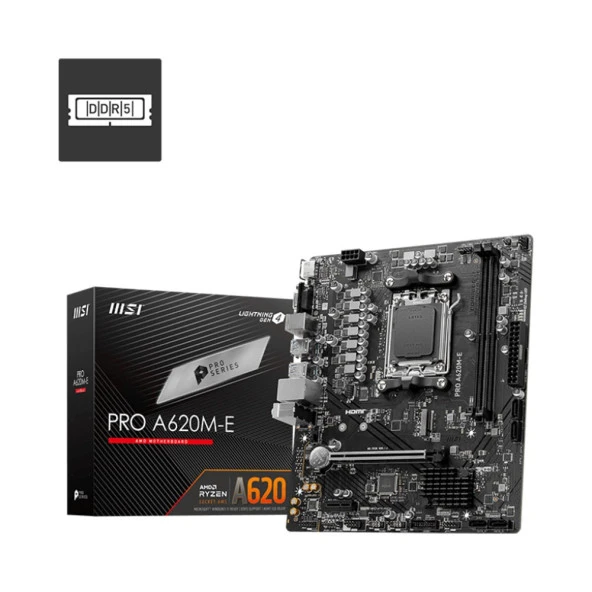 MSI PRO A620M-E AMD A620 AM5 DDR5 6000MHz mATX Anakart ürün görseli 1