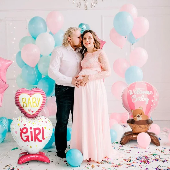 Ayaklı Baby Girl Pembe Folyo Balon 110x65 cm ürün görseli 1