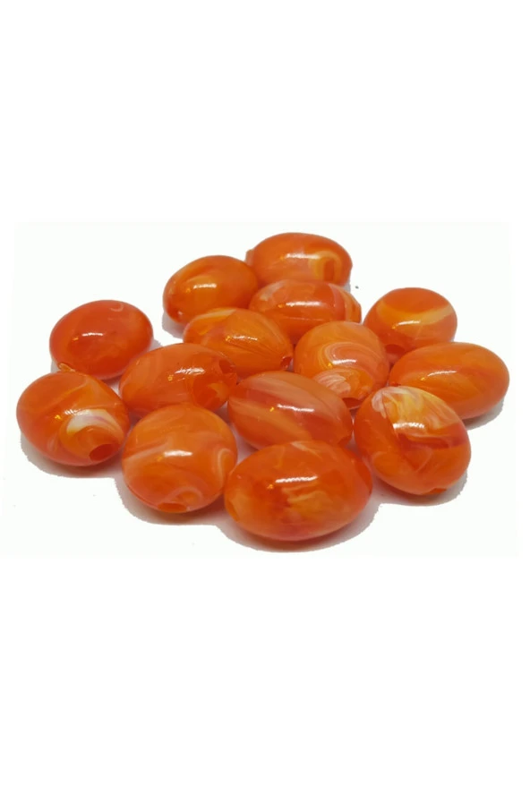 Oval Boncuk Ebruli Kırmızı 14 Mm (Dar Delik) - Resim 2