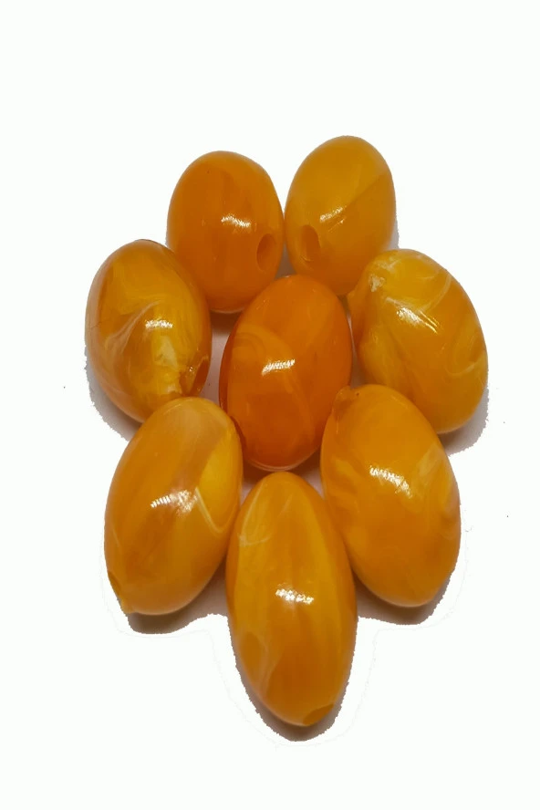 Oval Boncuk Ebruli Sarı 14 Mm (Dar Delik) ürün görseli 1