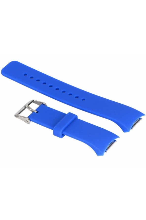 Samsung Gear Fit 2 R360 Için Adaptörlü Silikon Kordon Koyu Mavi ürün görseli 1