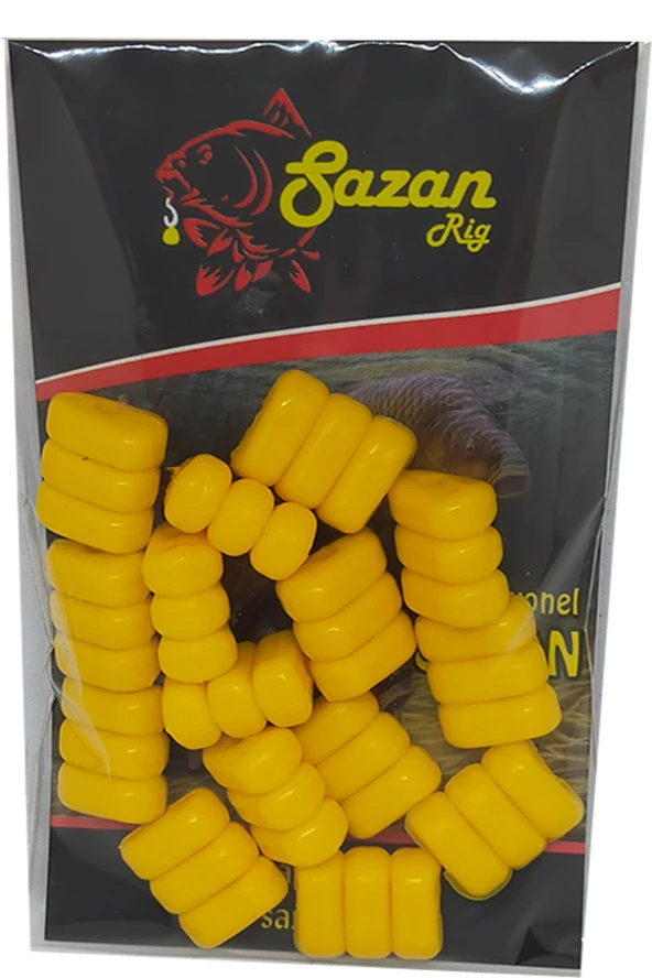 3 Lü Yüzen Mısır Boncuk Sarı ( Dar Delik) ürün görseli 1