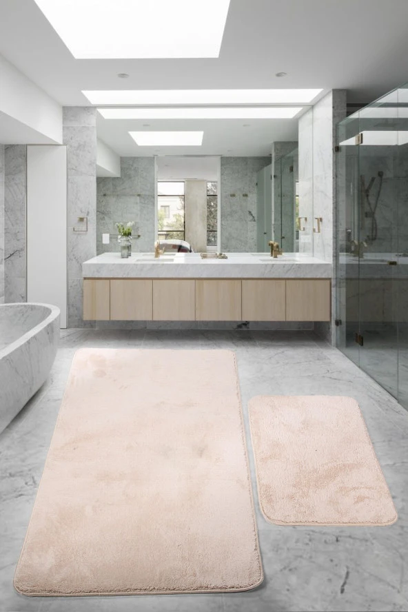Relax Vizon 80x150 + 50x80 cm Büyük Ebat 2li Banyo Halısı Paspası Seti Kaymaz Klozet Takımı ürün görseli 1