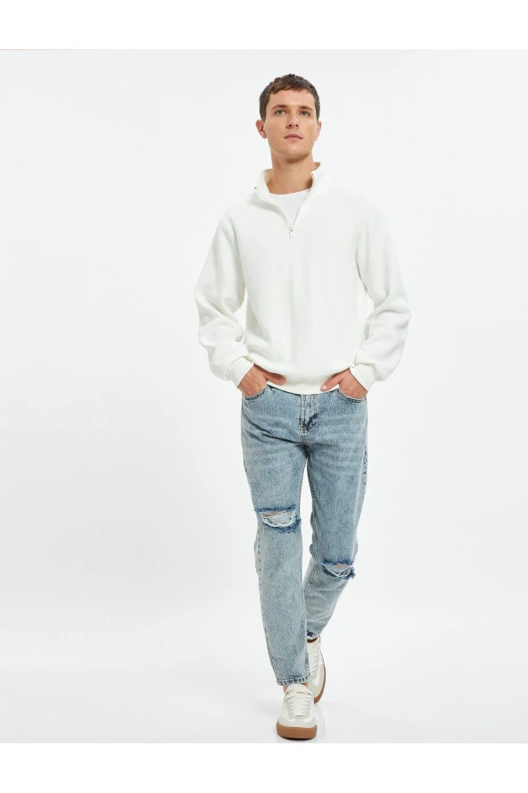 Erkek Açik Indigo Jeans - Resim 7