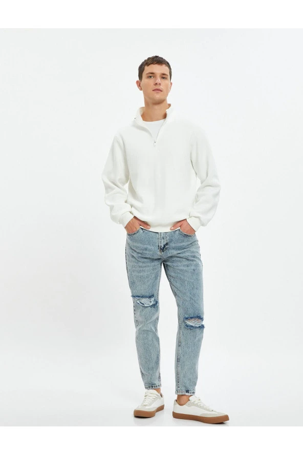 Erkek Açik Indigo Jeans - Resim 8