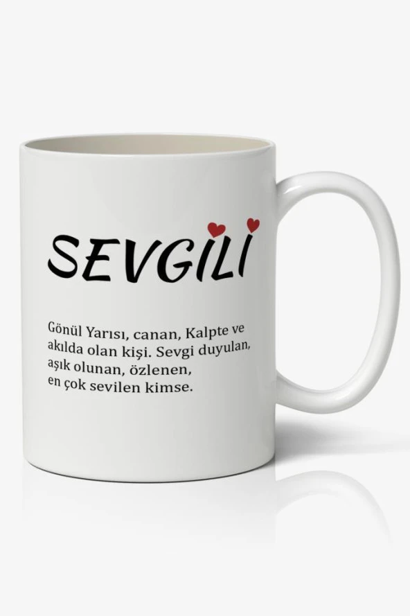 Sevgili Kelime Anlamı Sevgililer Günü Baskılı Kupa Bardak Kahve Kupa Bardak Model ürün görseli 1