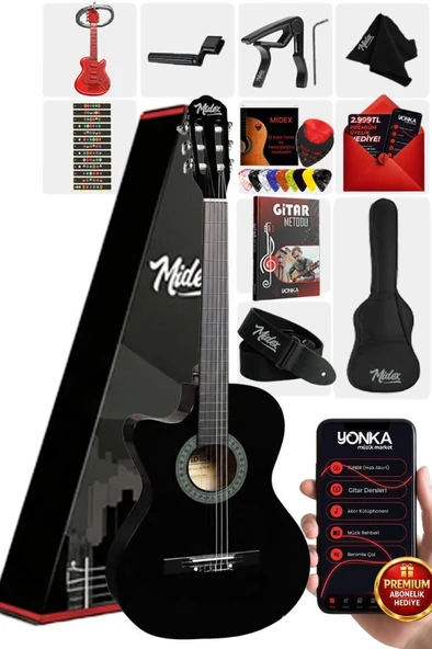 Midex CG-396BK SOLAK Klasik Gitar Siyah Renk Full Set Sap Ayarlı 4/4 yetişkin Boy ürün görseli 1