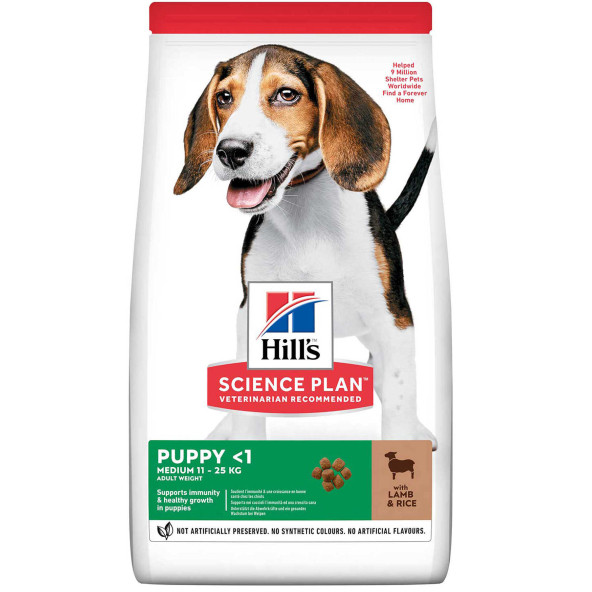 Hills medium puppy 14kg köpek orta ırk kuzu pirinç yavru köpek maması ürün görseli 1
