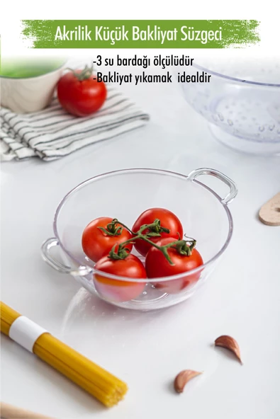 Akrilik Şeffaf Mini Pirinç Süzgeçi & Bakliyat Süzgeçi (3 Su Bardağı Ölçülü) ürün görseli 1