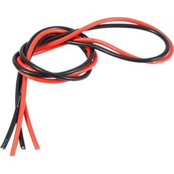 14AWG 1m Kırmızı / 1m Siyah Silikon Kablo ürün görseli 1