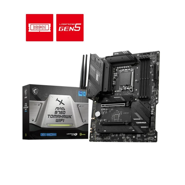 MSI MAG B760 TOMAHAWK WIFI SOKET 1700 DDR5 7000Mhz(OC) WI-FI 6E ATX Anakart ürün görseli 1