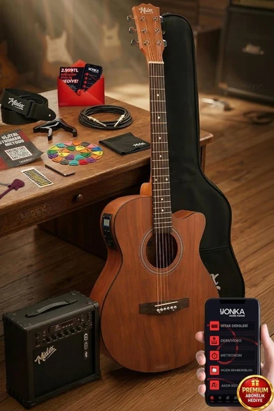 Midex Phx-188AMP Elektro Akustik Gitar 4/4 (Amfi Askı Capo Jak Kablo) ürün görseli 1