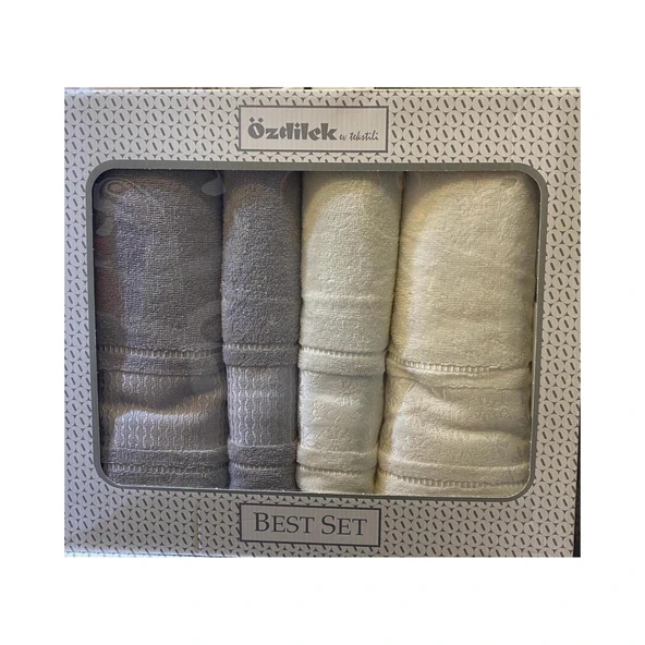 Özdilek Blossom Best Set Hamam Seti Gri - Krem 0535 ürün görseli 1