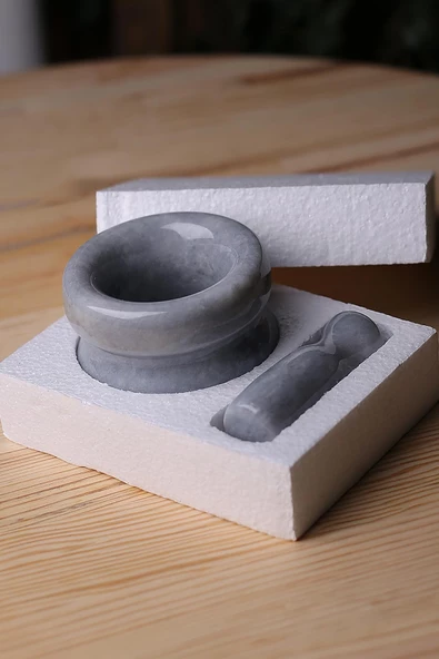 Mermer Havan Seti Orta Boy Doğaltaş Mermer Havan Seti 9 x 7 Cm ürün görseli 1