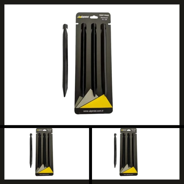 Uyguna-Yakala  18 Cm Siyah 4 Adet Alpinist Alüminyum 6061 Çadır Kazığı-DIR.086 ürün görseli 1