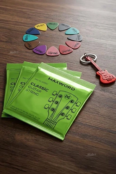 Maxword GT-Classic-3X Kaliteli Klasik Gitar Teli 3 Takım Set (12 Pena Hediye) ürün görseli 1