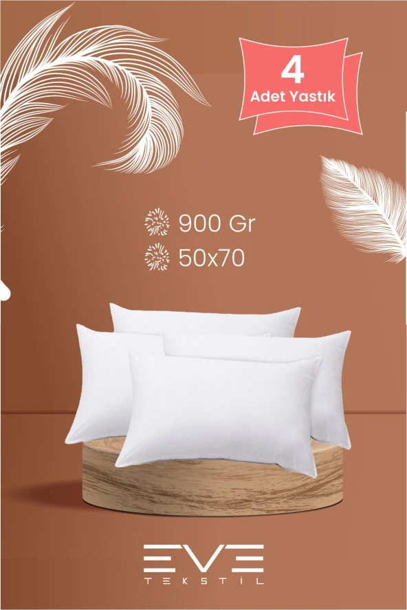 Eve Tekstil 4 Adet Pollycotton Kılıflı Silikon Yastık 50 X 70 Cm 900 gr ürün görseli 1