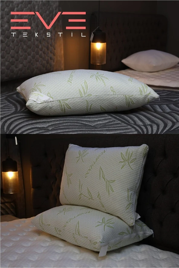 Eve Tekstil Eve 8 Adet Bamboo Kılıflı Silikon Elyaf Yastık 50cm X 70 cm 800 gr ürün görseli 1