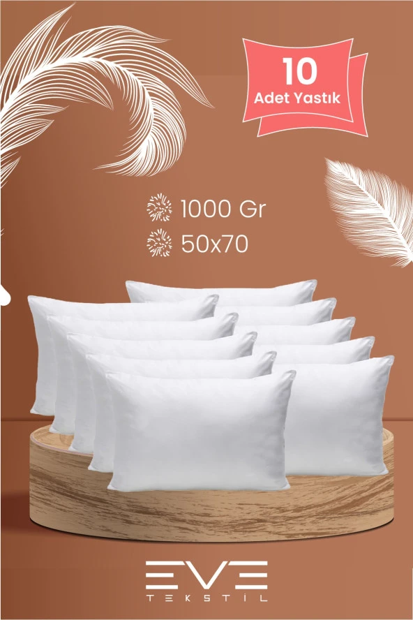 Eve Tekstil 10 Adet Rollpack Yastık Mikrosilikon 1000 Gr ürün görseli 1