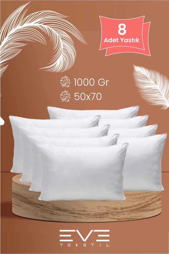 Eve Tekstil 8 Adet Rollpack Yastık Mikrosilikon 1000 Gr ürün görseli 1
