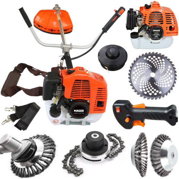 Mager 52cc Benzinli Tırpan  Full 4 Başlıklı Aksesuarlı Çim Biçme Makinası ürün görseli 1