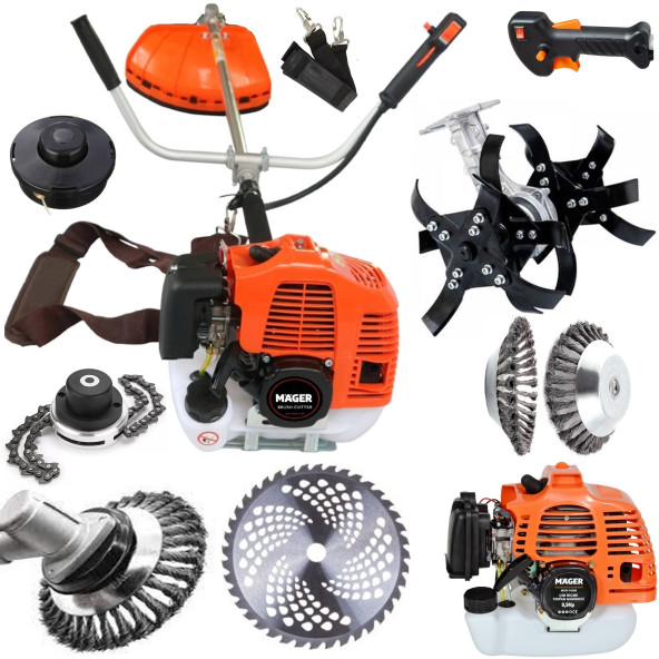 Mager Benzinli Yan Tip 52 cc  Tırpan Çapalama Aparatı ve Dört Başlık Full+Full Set ürün görseli 1