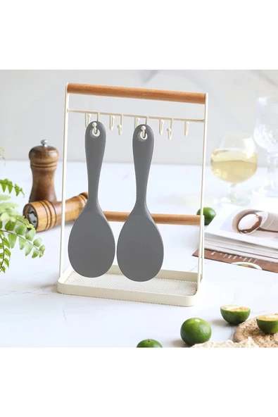 Burcummm 2 Adet Silikon Sert Uçlu Kısa Pilav Kaşığı Gri ürün görseli 1