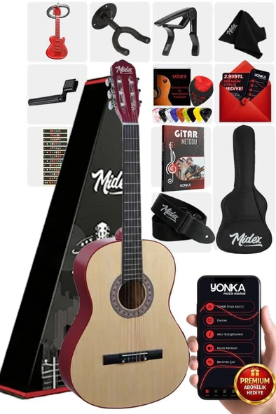 Midex CG-36NT-PAK Kaliteli 36 İnç 3/4 Juniur Çocuk Gitarı 8-12 Yaş Arası (Çanta Capo Askı Nota Sticker Pena Metod) ürün görseli 1