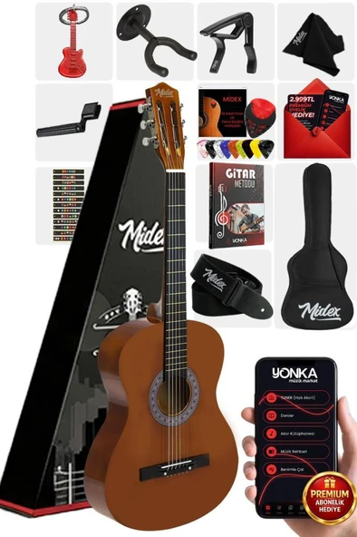 Midex CG-36BRW-PAK Kaliteli 36 İnç 3/4 Juniur Çocuk Gitarı 8-12 Yaş Arası (Çanta Capo Askı Nota Sticker Pena Metod) ürün görseli 1