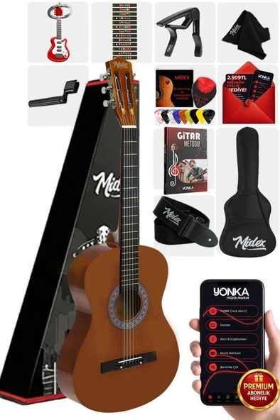 Midex CG-36BRW Kaliteli 36 İnç 3/4 Juniur Çocuk Gitarı 8-12 Yaş Arası (Çanta Askı Capo Nota Sticker Pena Metod) ürün görseli 1