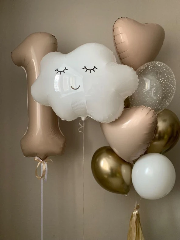 Krem  1 Yaş Balon Seti ürün görseli 1
