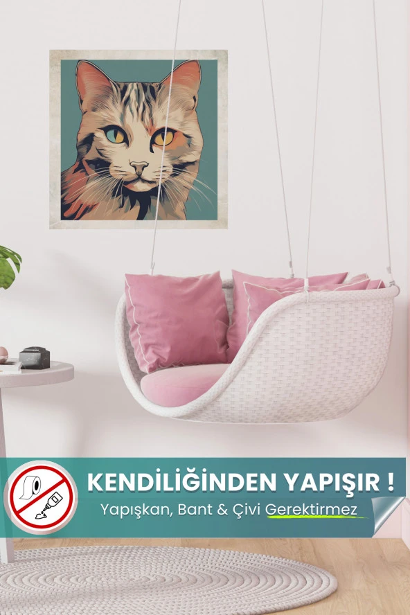 Vintage Kedi Posteri - Premium Baskı, Yapışkansız Tutunan Akıllı Kağıt Poster (yapay Zeka Tasarım) ürün görseli 1