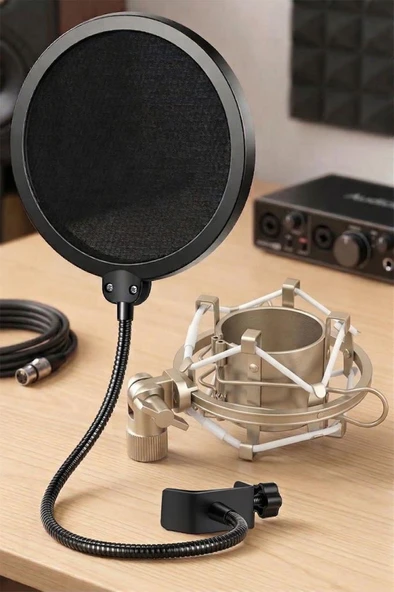 Lastvoice Ps-01SMX Pop Filter + Metal Gri Shock Mount Set ürün görseli 1