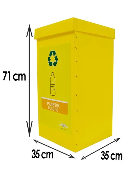 Geri Dönüşüm Kutusu - Sıfır Atık Kutusu Sarı (PLASTİK) ürün görseli 1