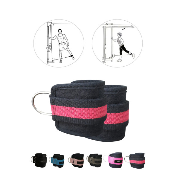 Spor Byfit Ayak Bilek Kayışı D-Ring Fitness Ağırlık Çekiş Aparatı - KIRMIZI - SİYAH ürün görseli 1